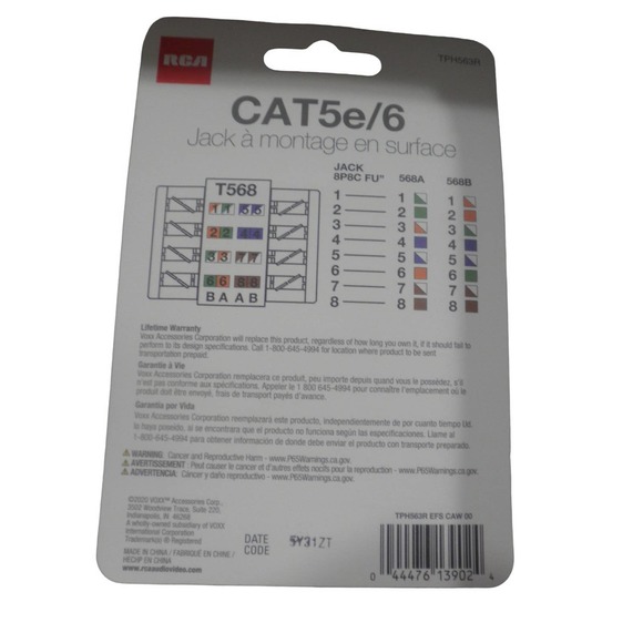 6 x RCA White Surface Mount Jack, Plastic CAT 5E/6 Wall Jack, TPH563R -Free Ship - Picture 6 of 7